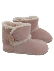 Vorschaubild 1 von Babyschuhe Mädchen Stiefel Gr. 18 Rosa Wildleder Fellbesatz Komfortabel