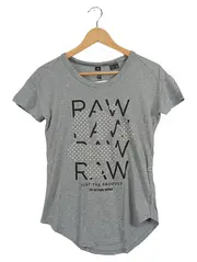Vorschaubild 1 von Damen T-Shirt Gr. XS Grau Logo Print Baumwolle