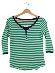 Vorschaubild 1 von Damen Langarmshirt Gr. 38/M gestreift Grün Weiß 3/4 Arm