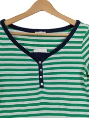 Vorschaubild 4 von Damen Langarmshirt Gr. 38/M gestreift Grün Weiß 3/4 Arm