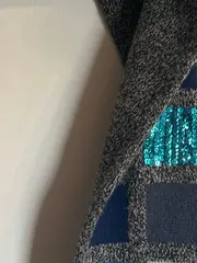 Vorschaubild 4 von Damen Loop Schal Wolle Grau Blau Pailletten 150cm Rundschal