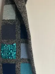 Vorschaubild 5 von Damen Loop Schal Wolle Grau Blau Pailletten 150cm Rundschal