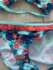 Vorschaubild 4 von Kinder Bikini Mehrfarbig Blumenmuster Rüschen Träger Sommer Gr. 134