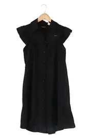 Vorschaubild 1 von Damen Freizeitkleid Hemdblusenkleid Schwarz Gr. 38/M Rüschen Sommer