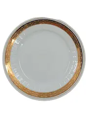 Vorschaubild 1 von Essteller Keramik Weiß Goldrand Blaues Dekor 19 cm Klassisch