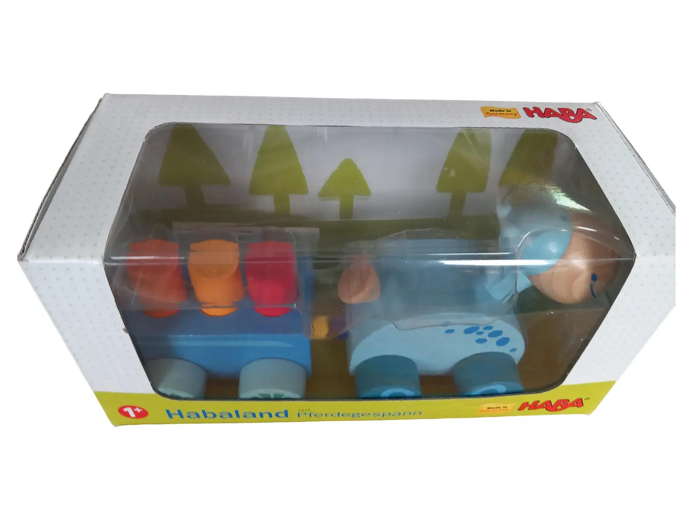 HABA Habaland Pferdegespann Nachziehspielzeug Holz ab 12 Monate Blau