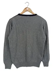 Vorschaubild 2 von Herren Pullover Gr. 48/M Grau Casual Grafisches Muster V-Ausschnitt