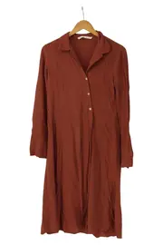 Vorschaubild 1 von Blusenkleid Damen 38;M Rot Viskose Casual Hemdblusenkleid Midi