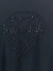 Vorschaubild 4 von Damen Pullover Langarm Uni Strass Schwarz Gr. 44/XXL