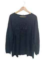 Vorschaubild 1 von Damen Pullover Langarm Uni Strass Schwarz Gr. 44/XXL