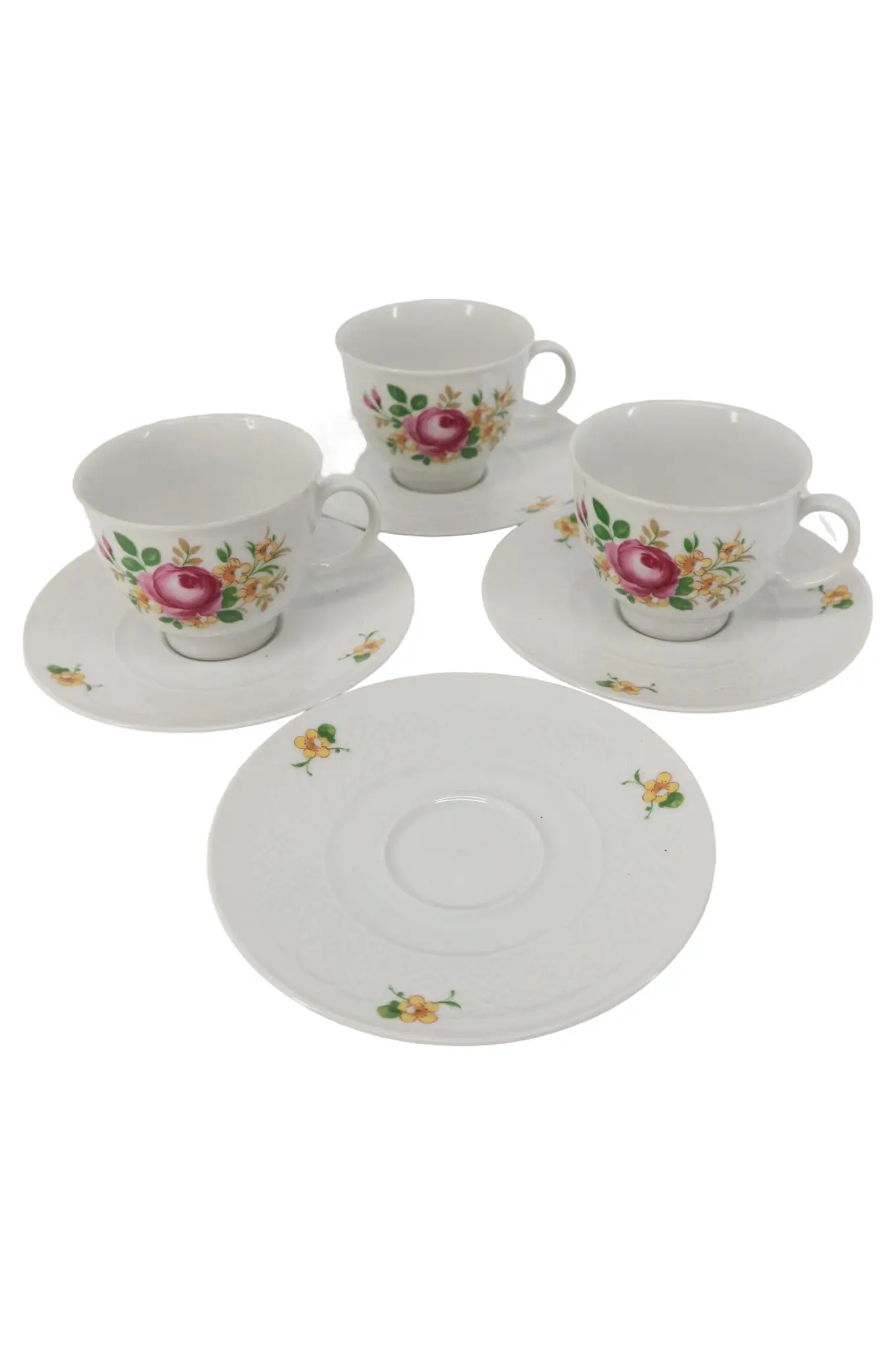SELTMANN WEIDEN Tasse Unterteller Set 7tlg Weiß Blumen Keramik Klassisch Alltag