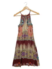 Vorschaubild 1 von Damen Sommerkleid Maxikleid Ethno Muster Gr. 36/S Mehrfarbig