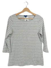 Vorschaubild 1 von Damen Langarmshirt Gr. 40/L Grau Gestreift Casual Baumwolle