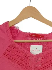 Vorschaubild 3 von EDC Damen T-Shirt Gr. 38 Pink Casual Häkelspitze Kurzarm
