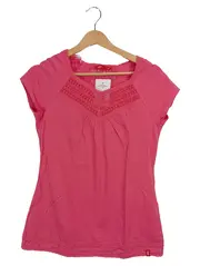 Vorschaubild 1 von EDC Damen T-Shirt Gr. 38 Pink Casual Häkelspitze Kurzarm