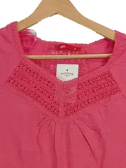 Vorschaubild 4 von EDC Damen T-Shirt Gr. 38 Pink Casual Häkelspitze Kurzarm