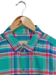Vorschaubild 5 von Damen Hemdbluse Gr. M Kariert Baumwolle Türkis Pink Blau