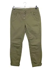 Vorschaubild 1 von Taifun Damen Stoffhose Gr. 38 Oliv Casual Boyfriend Hose