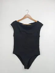Vorschaubild 2 von Damen Body Gr. L Schwarz Basic Baumwolle Kurzarm