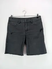 Vorschaubild 2 von Damen Jeans Shorts Grau W29/38 Casual Fransen Cut-Outs Baumwolle