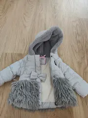 Vorschaubild 5 von MIDIMOD Mädchen Steppjacke Gr. 74 Grau Kunstfell Schleife Winterjacke