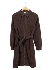 Vorschaubild 1 von Damen Cordkleid Braun Gr. 36 Reißverschluss Gürtel Hemdblusenkleid