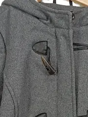 Vorschaubild 2 von Damen Dufflecoat Mantel Kapuze Gr. 44 Grau Klassisch Winter