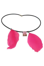 Vorschaubild 2 von Halskette Damen Rosa Feder Anhänger Natur Kunststoff 44cm