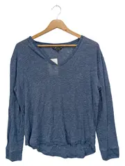 Vorschaubild 1 von Damen Pullover Gr. 42/L Blau V-Ausschnitt Viskose Casual