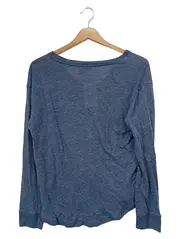 Vorschaubild 2 von Damen Pullover Gr. 42/L Blau V-Ausschnitt Viskose Casual