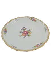 Vorschaubild 1 von Wandteller Sammelteller Blumenmuster Goldrand Porzellan 26 cm Weiß