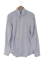 Vorschaubild 1 von Business Hemd Herren Blau Kariert Baumwolle Gr. 38/M Langarm