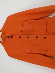 Vorschaubild 5 von Damen Wolljacke Orange Stehkragen Gr. 38 M Strickjacke