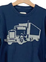 Vorschaubild 2 von Kinder Pullover LKW-Motiv Gr. 128-134 Blau Baumwolle Casual