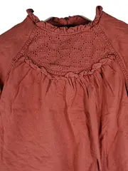 Vorschaubild 2 von Langarmshirt Mädchen Gr. 98 Rostrot Spitze Rüschen Baumwolle