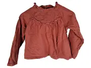 Vorschaubild 1 von Langarmshirt Mädchen Gr. 98 Rostrot Spitze Rüschen Baumwolle