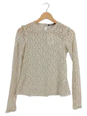 Vorschaubild 1 von Damen Bluse Spitze Blumenmuster Beige Gr. 36/S Langarm Feminin