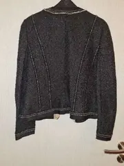 Vorschaubild 5 von Damen Jeansjacke Strukturmuster Nieten Zierknöpfe Schwarz Gr. 40 M