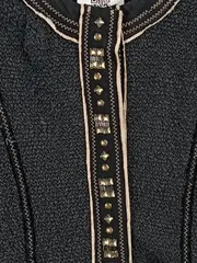 Vorschaubild 3 von Damen Jeansjacke Strukturmuster Nieten Zierknöpfe Schwarz Gr. 40 M