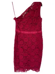 Vorschaubild 1 von Damen festliches Kleid Gr. 38 Rot One-Shoulder Spitze Elegant
