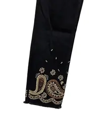 Vorschaubild 3 von Damen Jeans Wide Fit Hose Schwarz Gr. 28 mit Paisley Stickerei