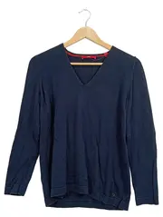 Vorschaubild 1 von Damen Pullover V-Ausschnitt Langarm Blau Gr. 40 Basic