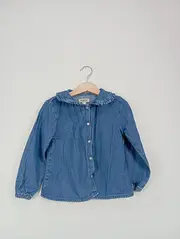 Vorschaubild 2 von Mädchen Jeans Bluse Kinder Gr. 110 Blau Casual Rüschenkragen