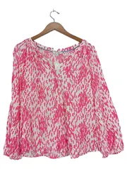 Vorschaubild 1 von Damen Bluse Gr. 38 M Mehrfarbig Pink Weiß Grafisch Casual Viskose