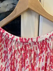 Vorschaubild 3 von Damen Bluse Gr. 38 M Mehrfarbig Pink Weiß Grafisch Casual Viskose