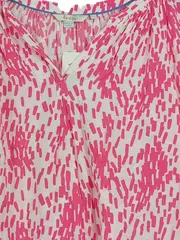 Vorschaubild 2 von Damen Bluse Gr. 38 M Mehrfarbig Pink Weiß Grafisch Casual Viskose