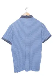 Vorschaubild 2 von Herren Poloshirt L Blau Gestreift Casual Kurzarm