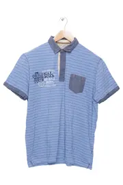 Vorschaubild 1 von Herren Poloshirt L Blau Gestreift Casual Kurzarm
