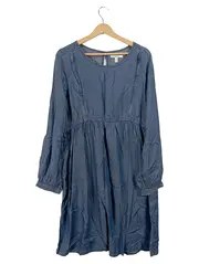 Vorschaubild 1 von Damen Freizeitkleid Gr. 42/XL Blau Viskose Tunika Langarm
