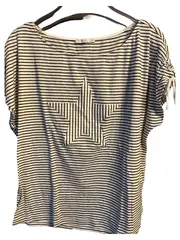 Vorschaubild 1 von EDC Damen T-Shirt Streifen Stern Gr. 38/M Casual Weiß Kurzarm